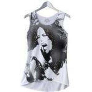 Mudd Tunic Tank Top Womens S White Black Rock Star Pixel Hi-Lo Hem Studded